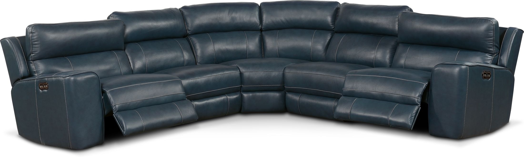 MY WEAKNESS マイウィークネス　NEW PORT LEATHER Newport 5-Piece Dual-Power Reclining Sectional with 2
