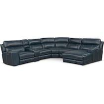 newport blue sectional   