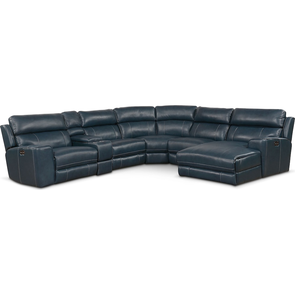 newport blue sectional   