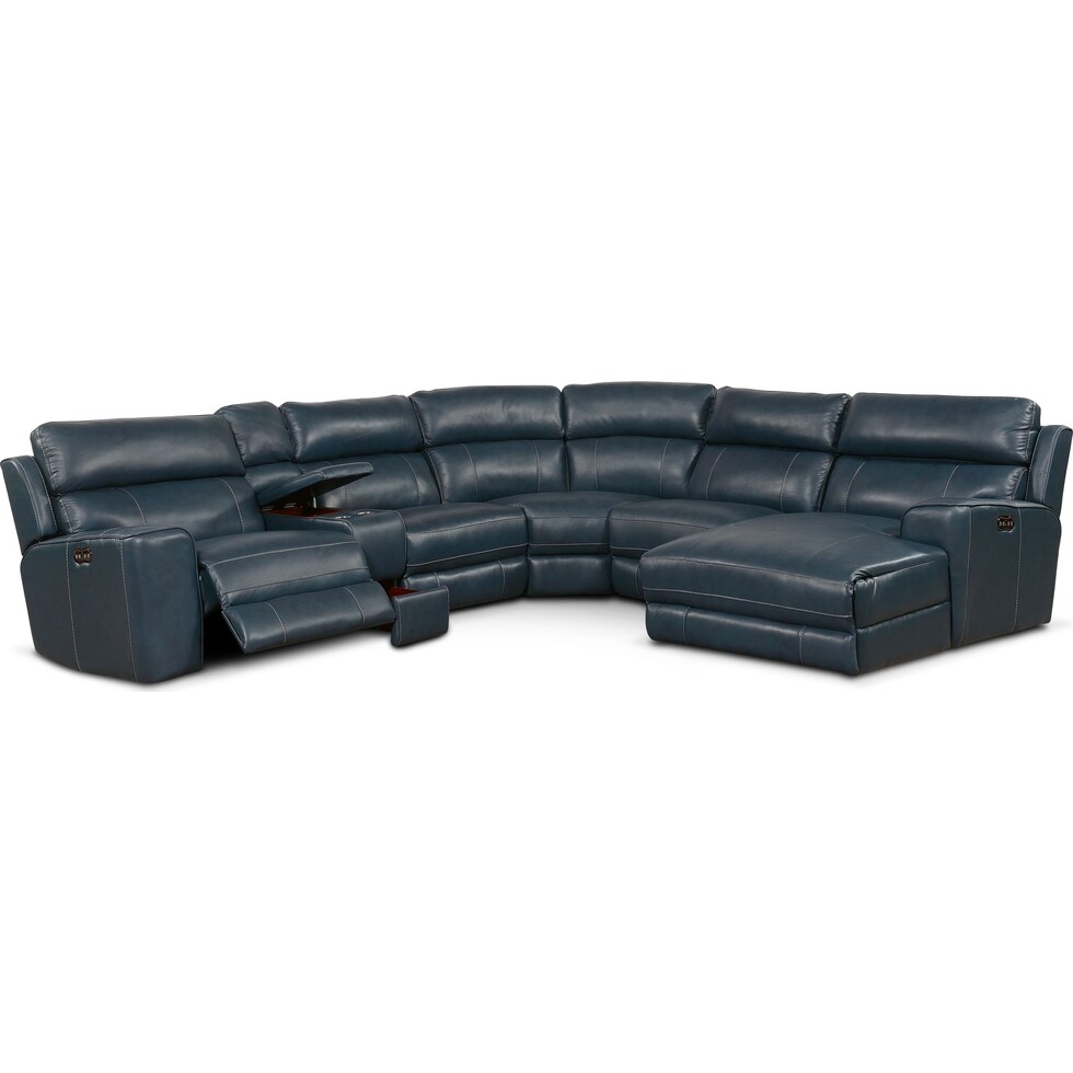 newport blue sectional   