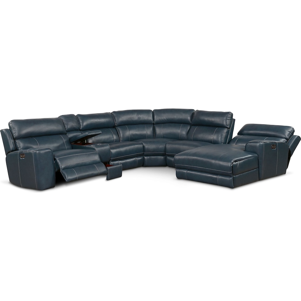 newport blue sectional   