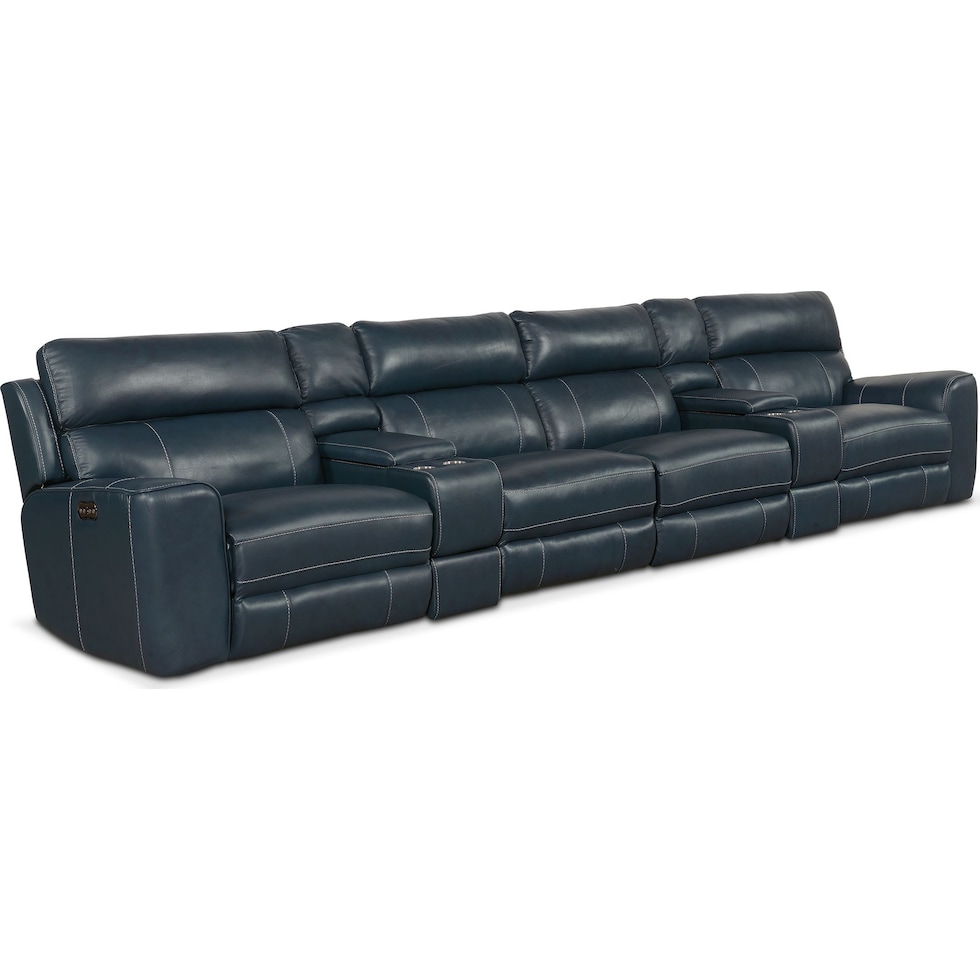 newport blue sectional   