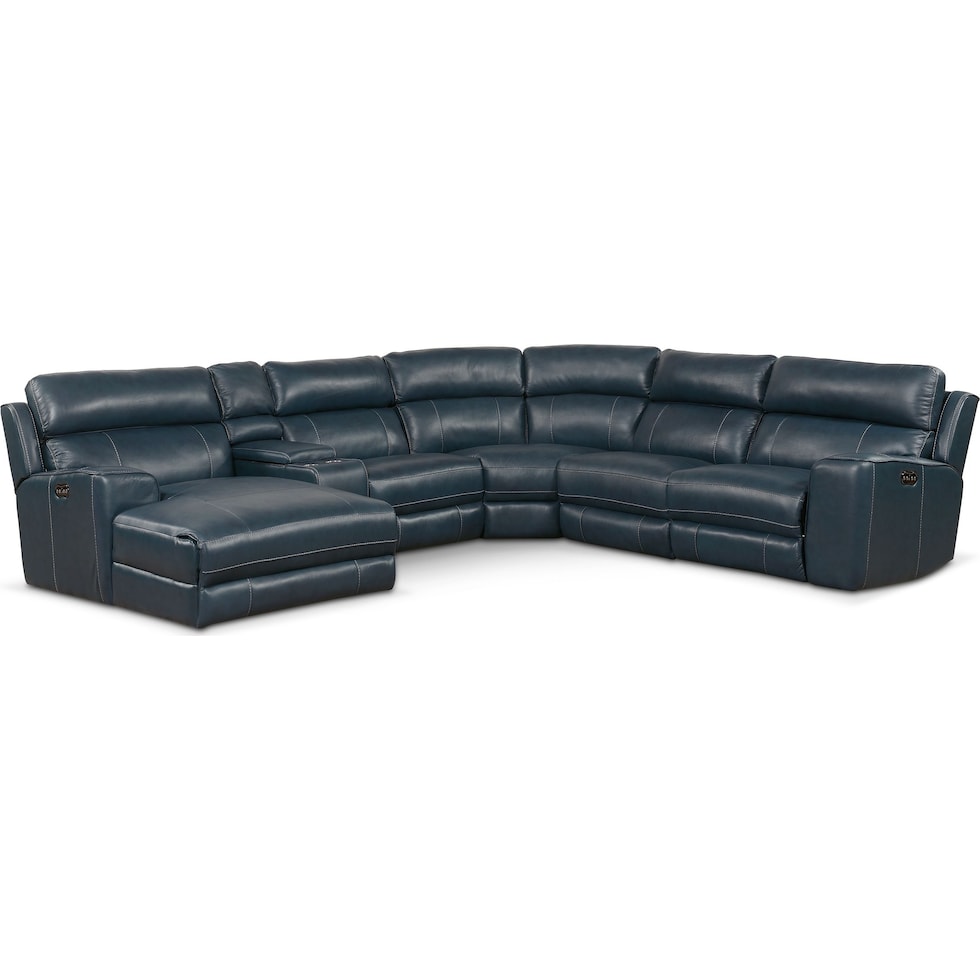 newport blue sectional   