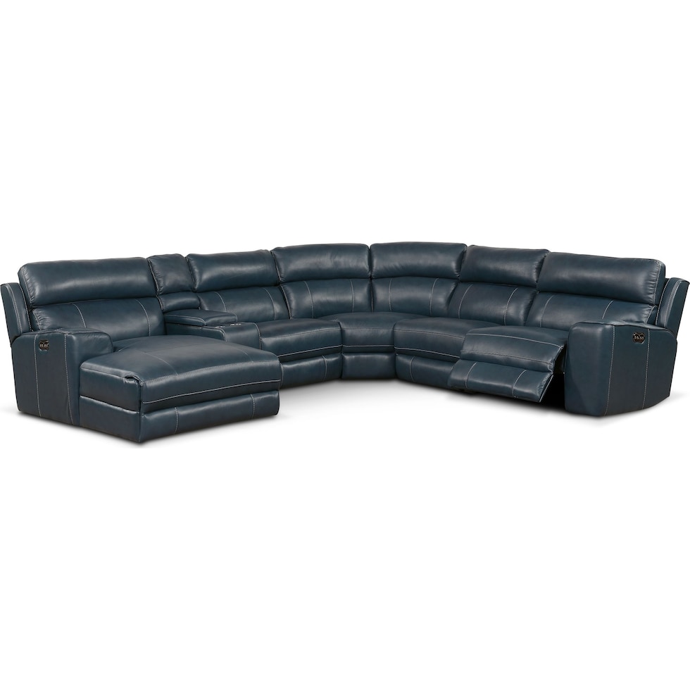 newport blue sectional   