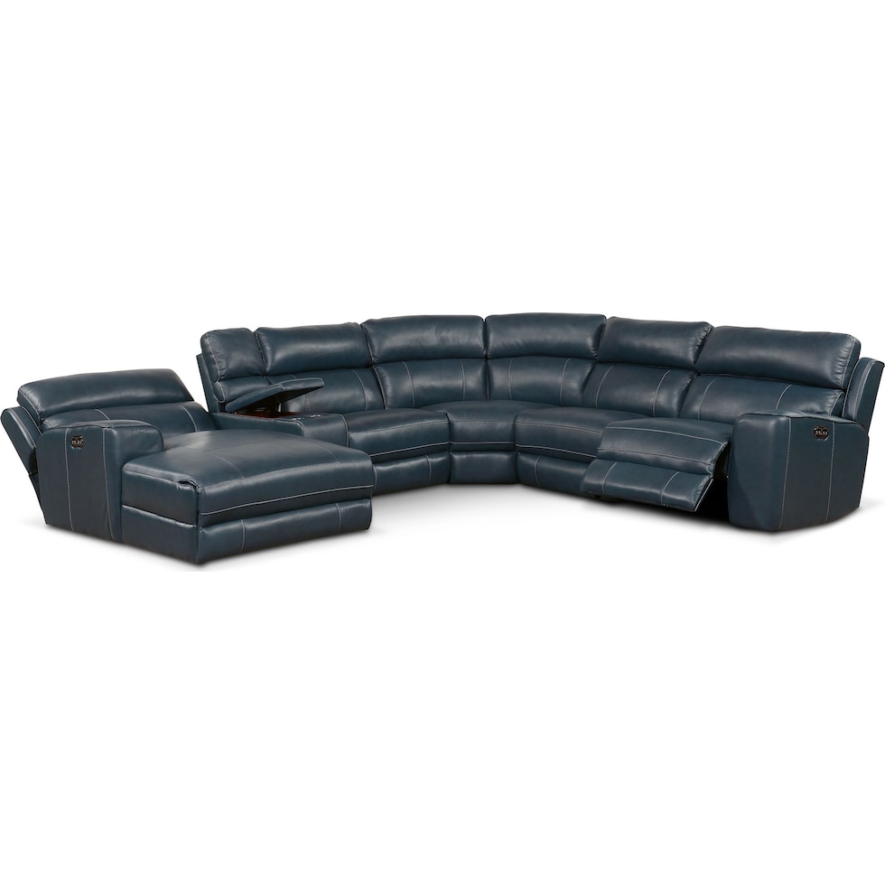 newport blue sectional   