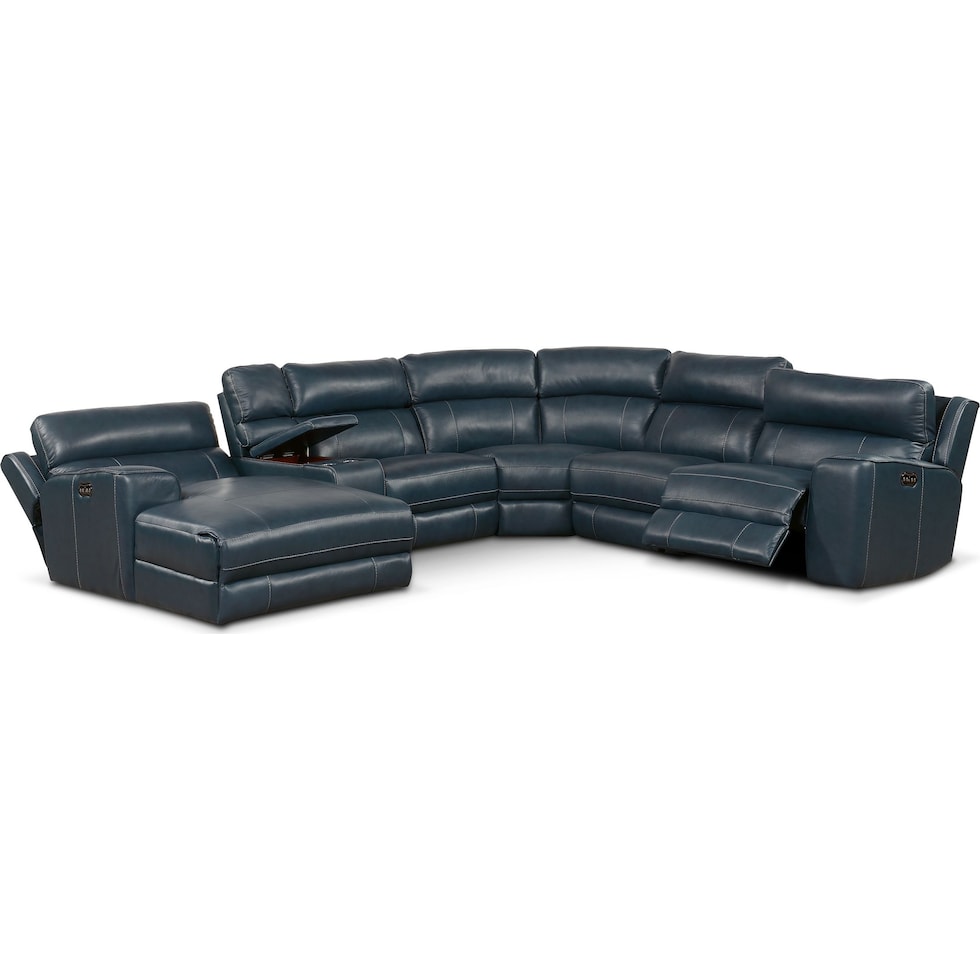 newport blue sectional   