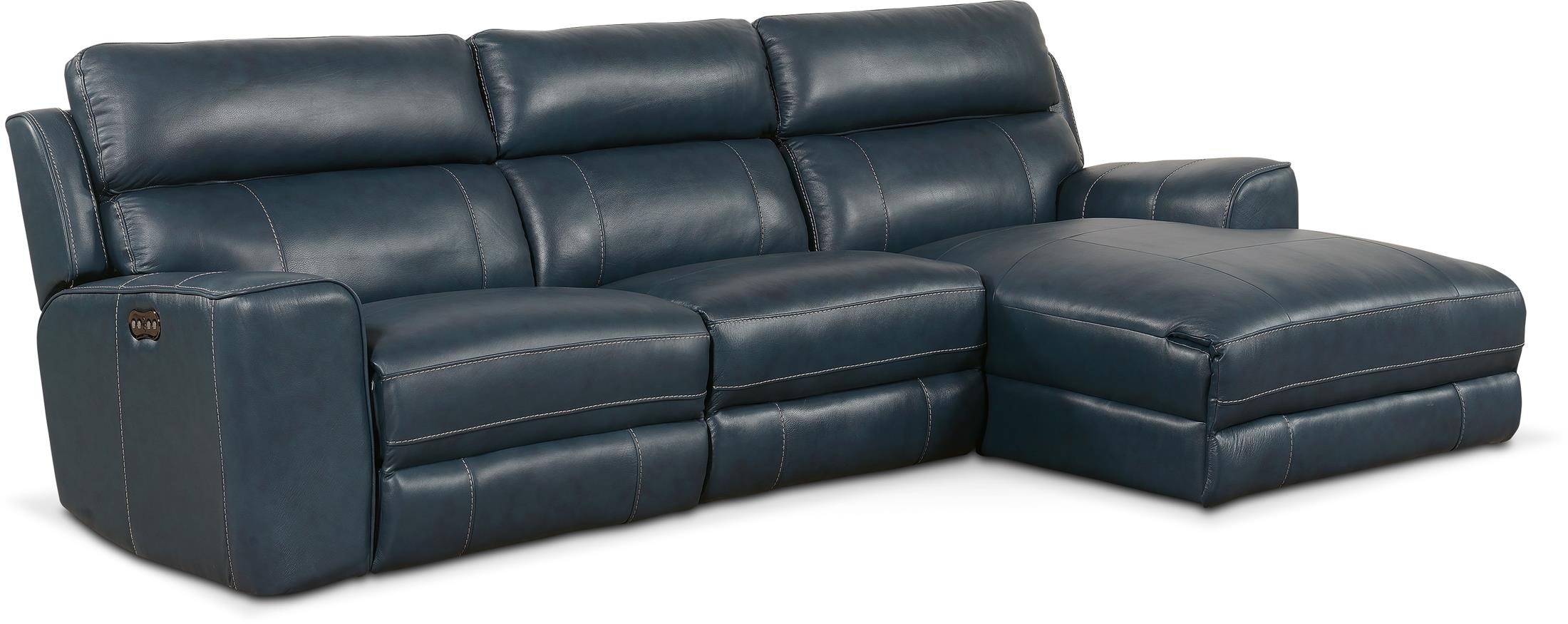 Value city blue leather sectional discount