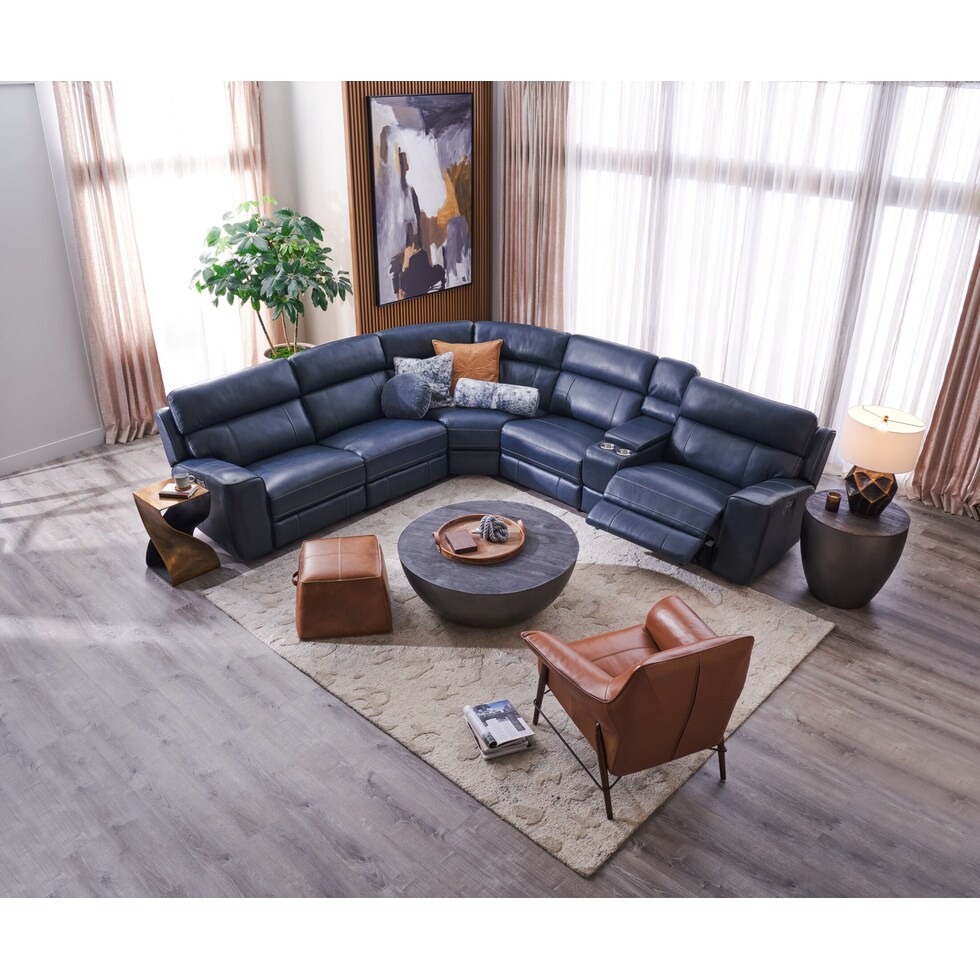 newport blue sectional   