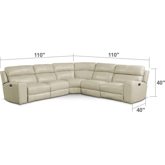 Living Room Furniture - Newport 5-Piece Dual-Power Reclining Sectional with 2 Reclining Seats