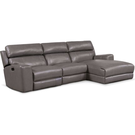 Newport 3-Piece Dual-Power Reclining Sectional with Right-Facing Chaise - Gray