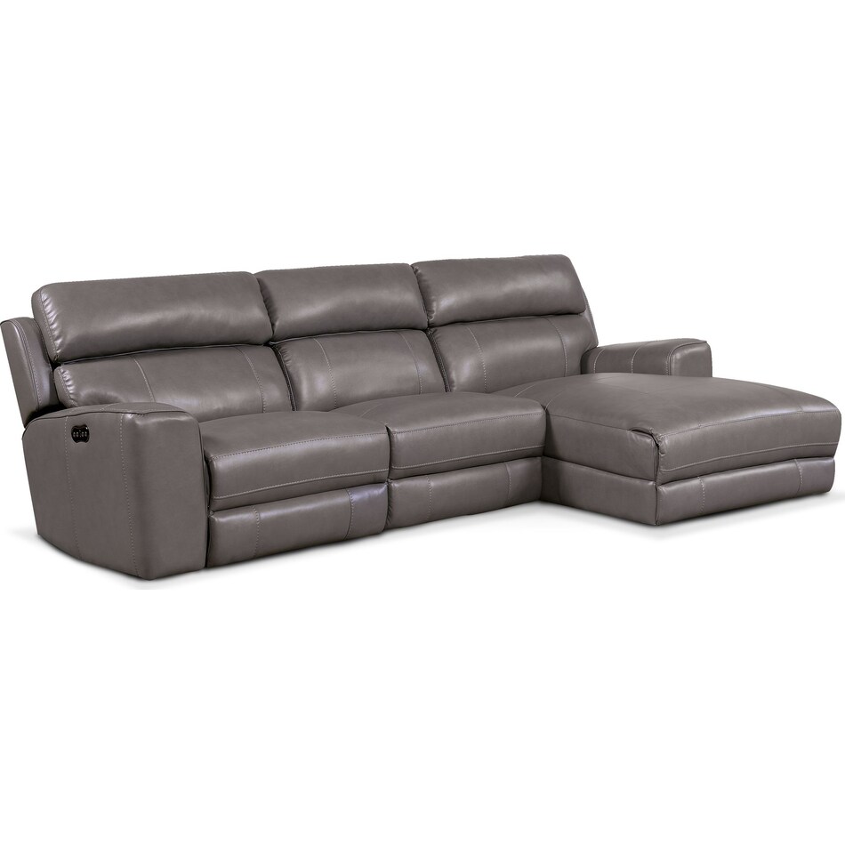 Newport 3-Piece Dual-Power Reclining Sectional with Right-Facing Chaise ...