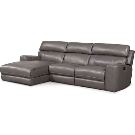 Newport 3-Piece Dual-Power Reclining Sectional with Left-Facing Chaise - Gray