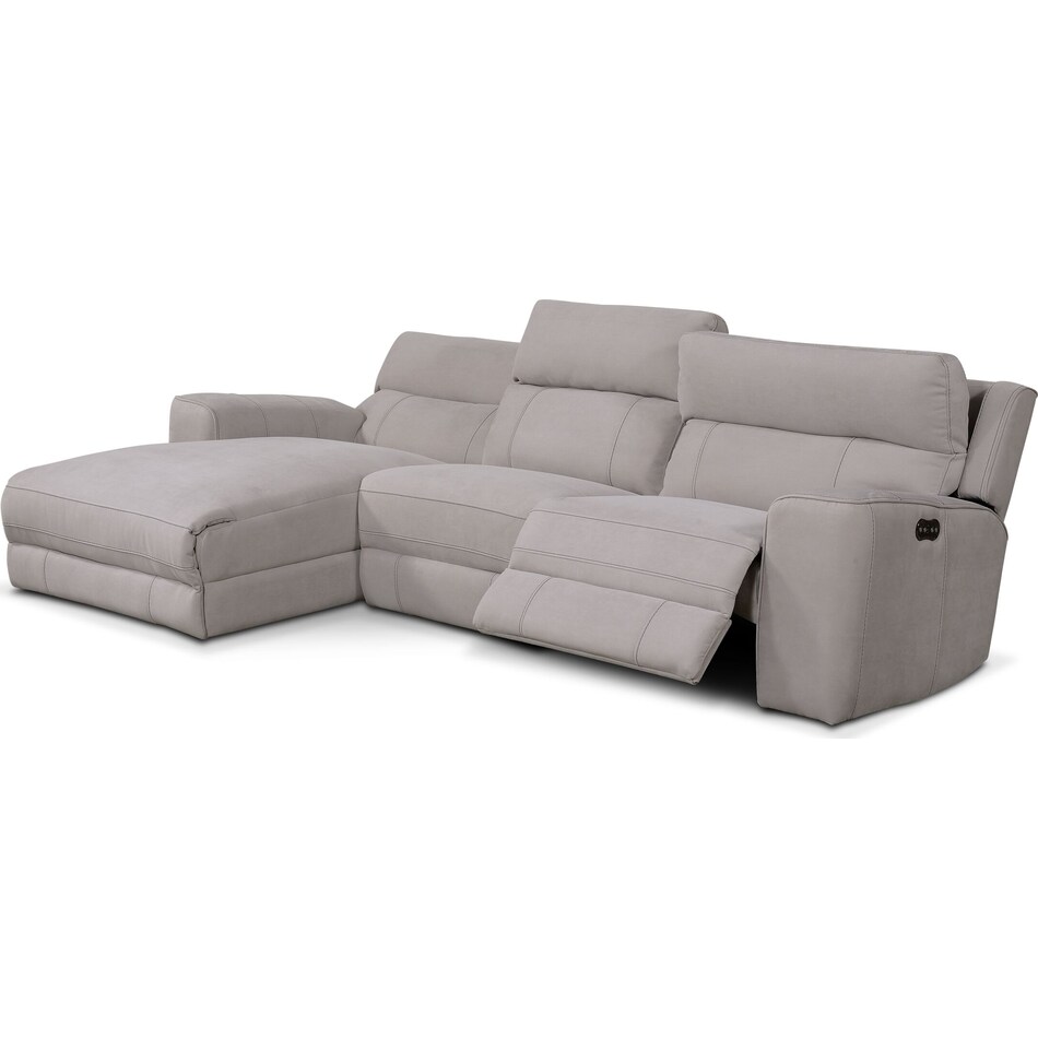 Newport 3Piece DualPower Reclining Sectional with Chaise Value City Furniture