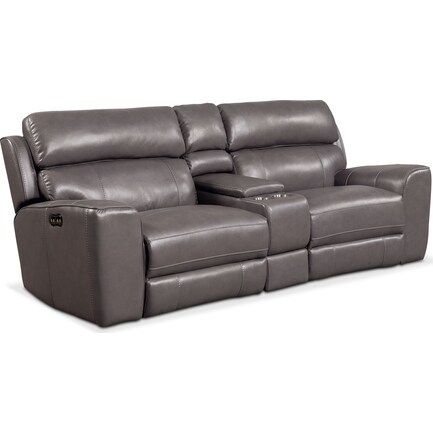 Newport 3-Piece Dual-Power Reclining Sofa with Console - Gray