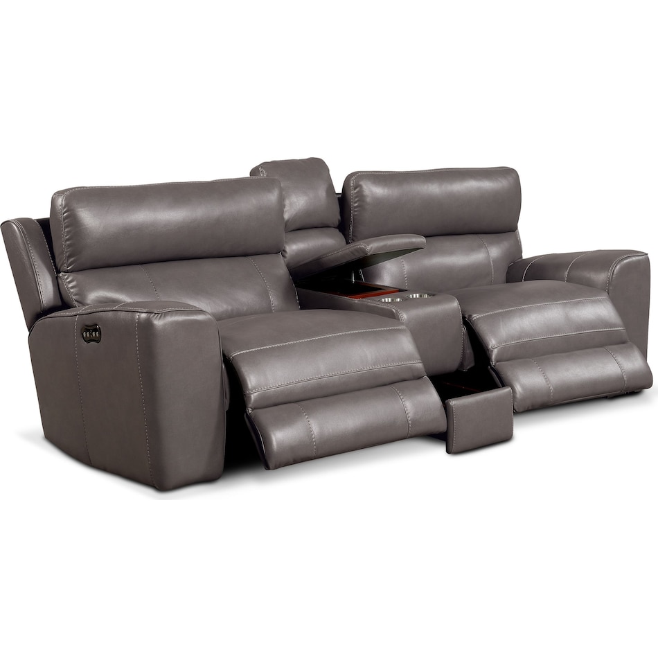 newport gray  pc power reclining sofa   