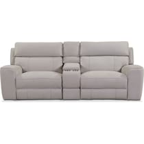 Newport 3-Piece Dual-Power Reclining Sofa with Console - Light Gray ...