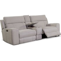 newport gray  pc power reclining sofa   