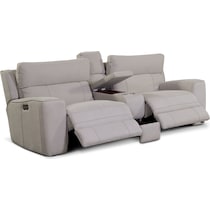 newport gray  pc power reclining sofa   