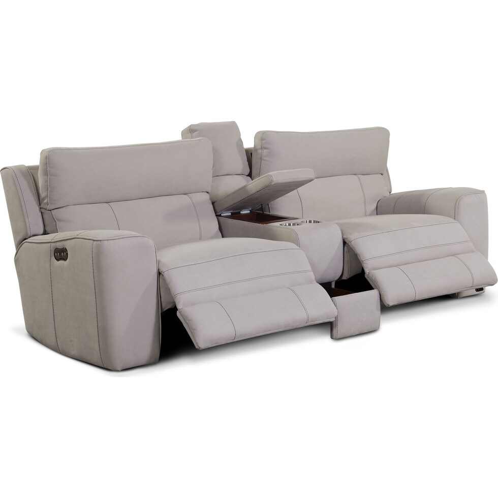 newport gray  pc power reclining sofa   