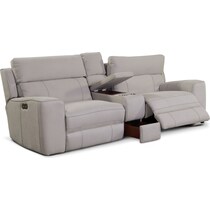 newport gray  pc power reclining sofa   