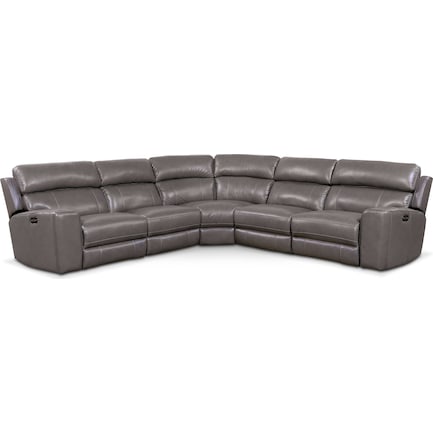 Newport 5-Piece Dual-Power Reclining Sectional with 2 Reclining Seats - Gray