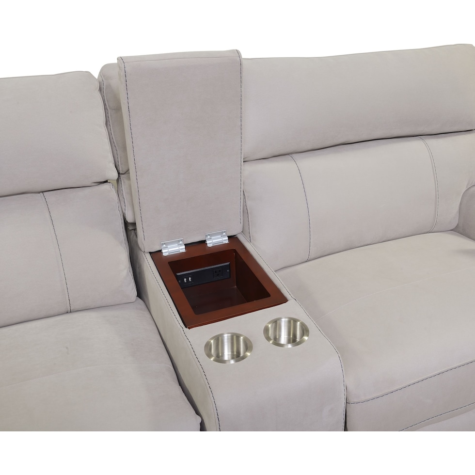 newport gray power reclining sectional   