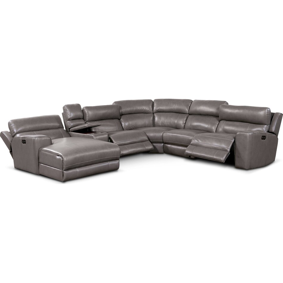 Newport 6Piece DualPower Reclining Sectional with LeftFacing Chaise