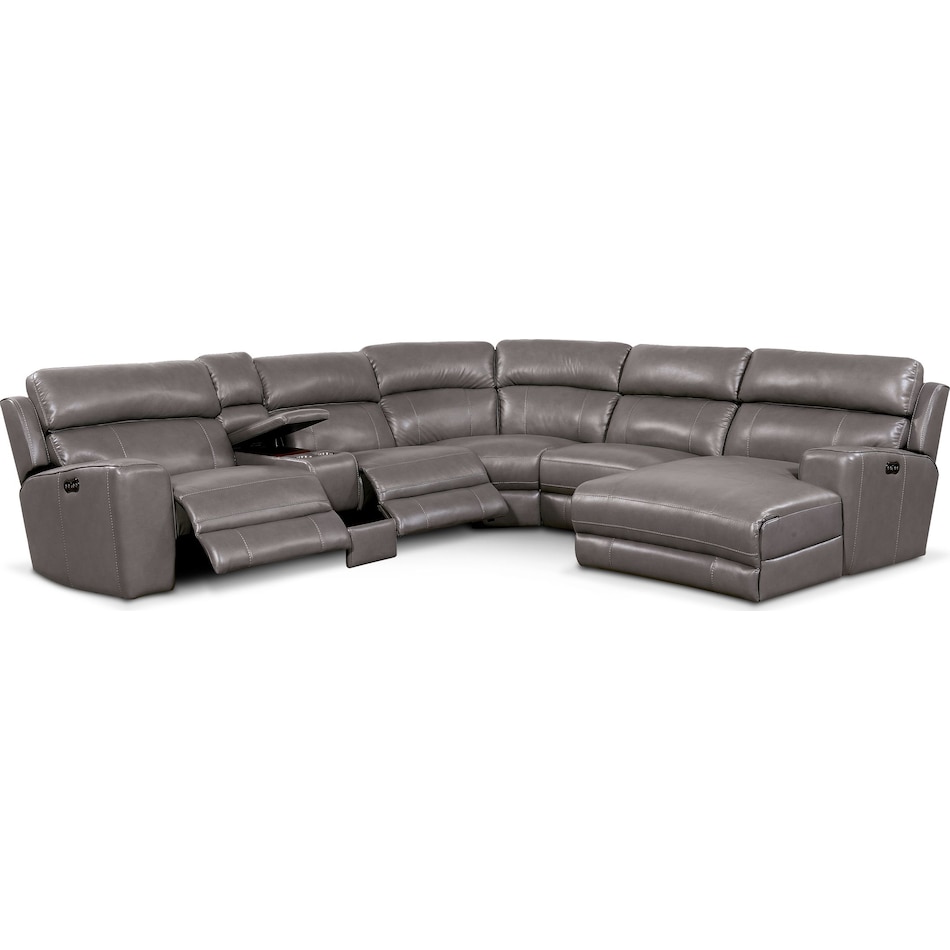 newport gray power reclining sectional