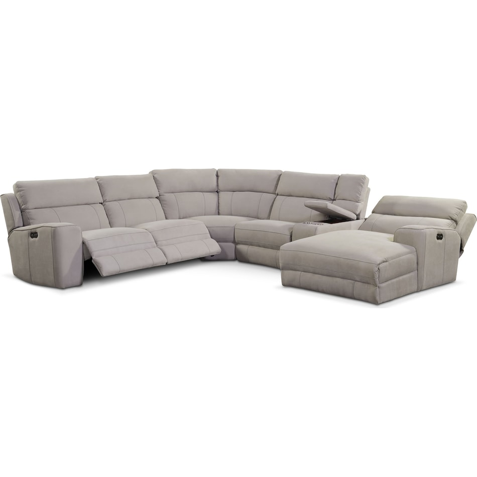 Newport 6Piece DualPower Reclining Sectional with RightFacing Chaise