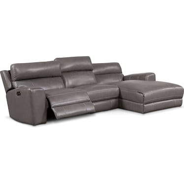 Newport 3-Piece Dual-Power Reclining Sectional with Right-Facing Chaise - Gray