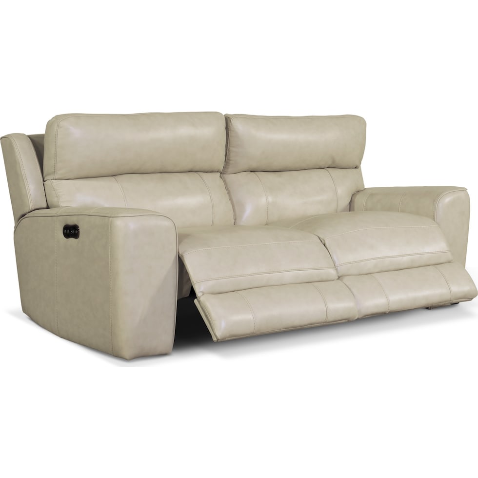 newport white  pc power reclining sofa   