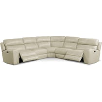 newport white  pc power reclining sectional   