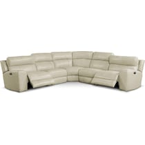 newport white  pc power reclining sectional   