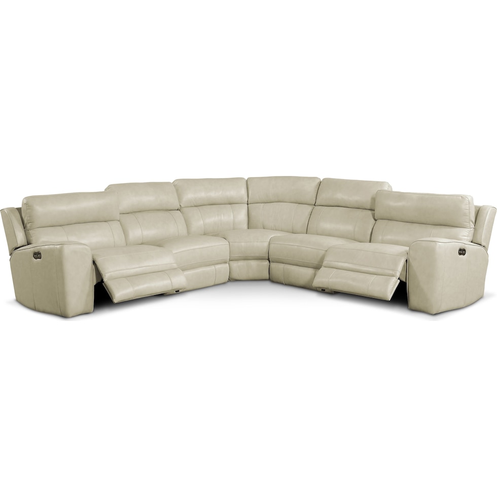 newport white  pc power reclining sectional   