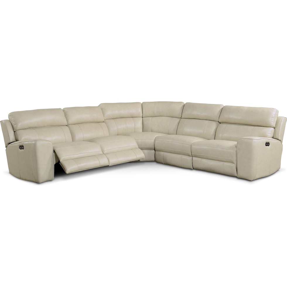 newport white power reclining sectional   