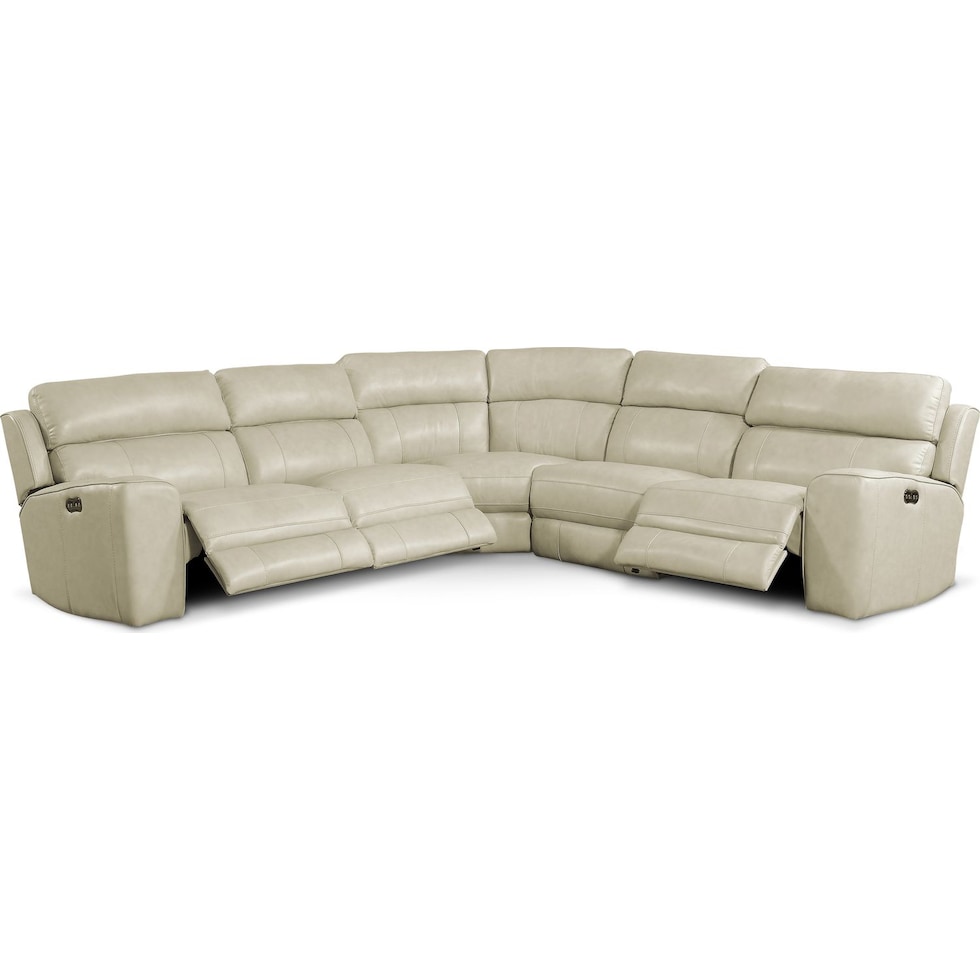 newport white power reclining sectional   