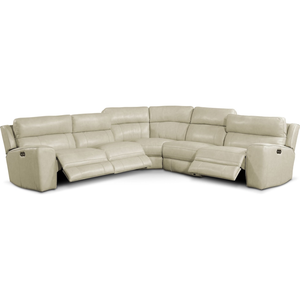 newport white power reclining sectional   