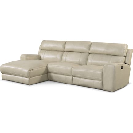 Newport 3-Piece Dual-Power Reclining Sectional with Left-Facing Chaise - Cream