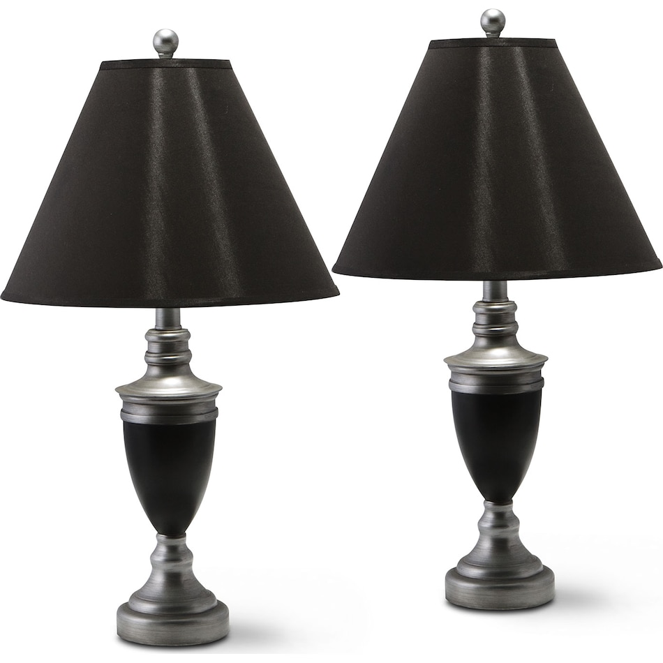 nickel black and silver  pack table lamps   
