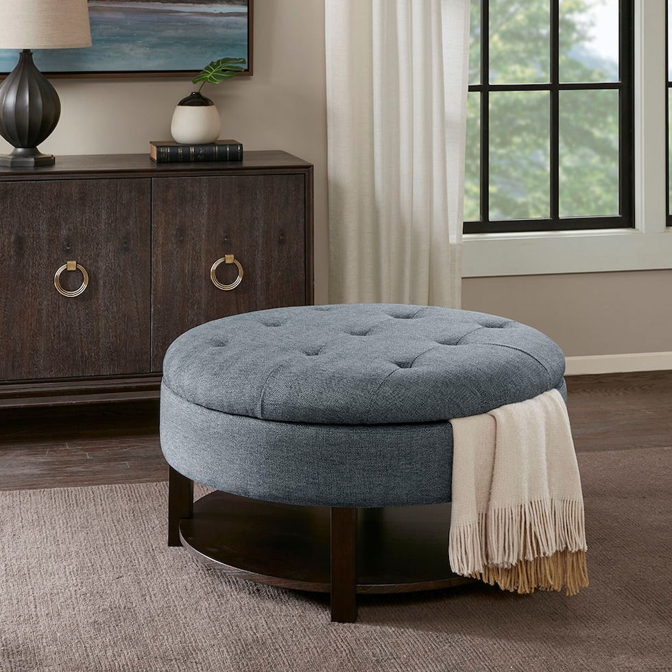 nikki blue ottoman   