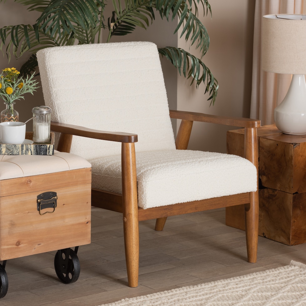 nikolai cream walnut brown accent chair   