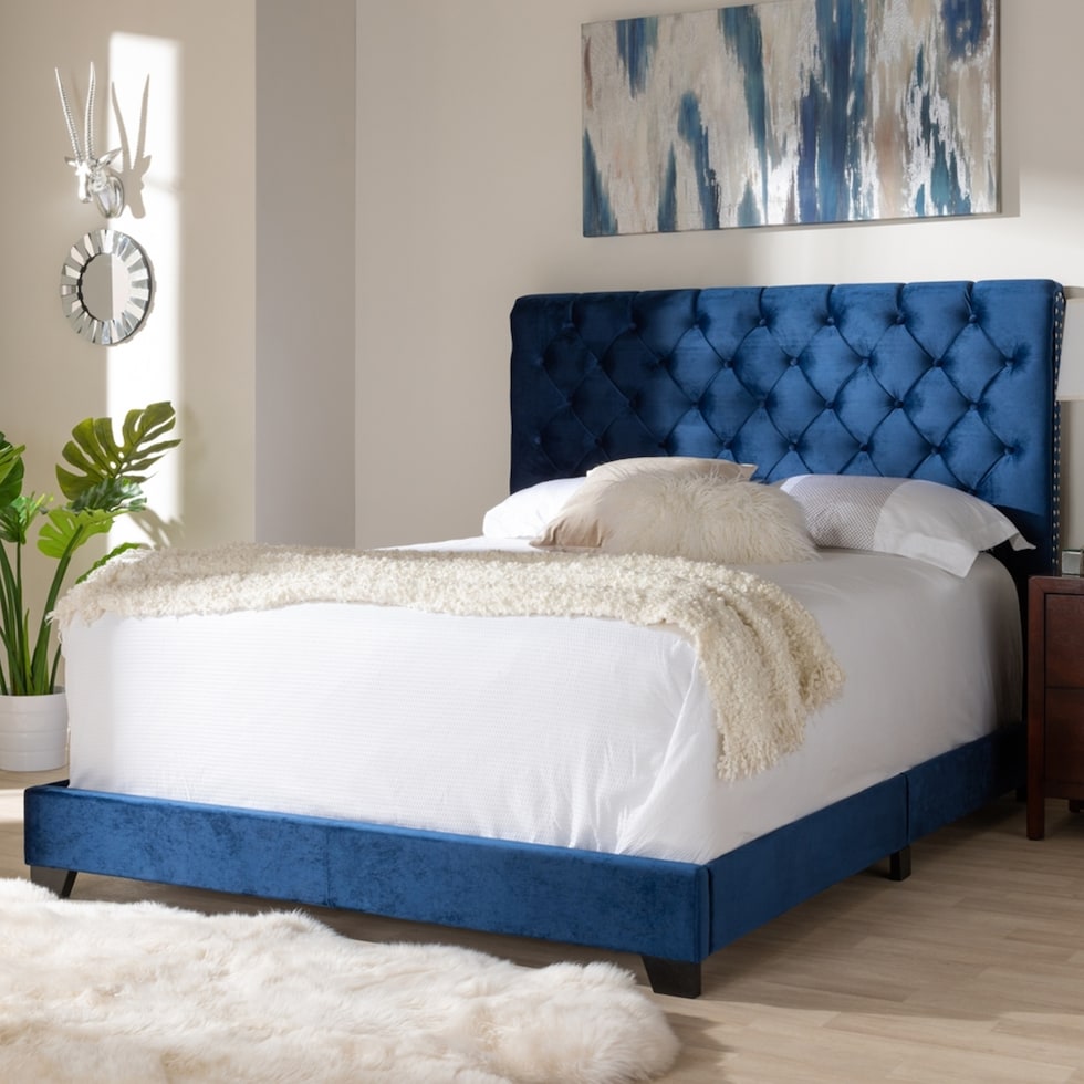 noen blue queen bed   