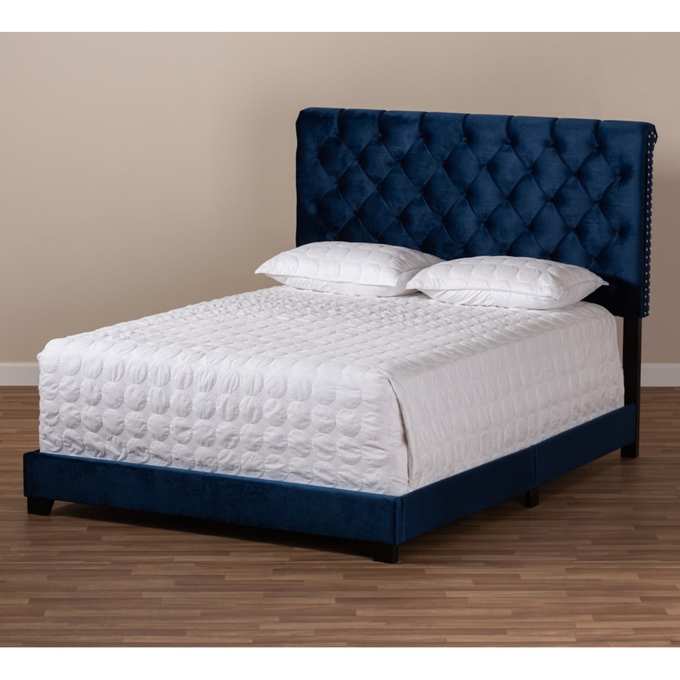 noen blue queen bed   