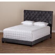noen gray king upholstered bed   