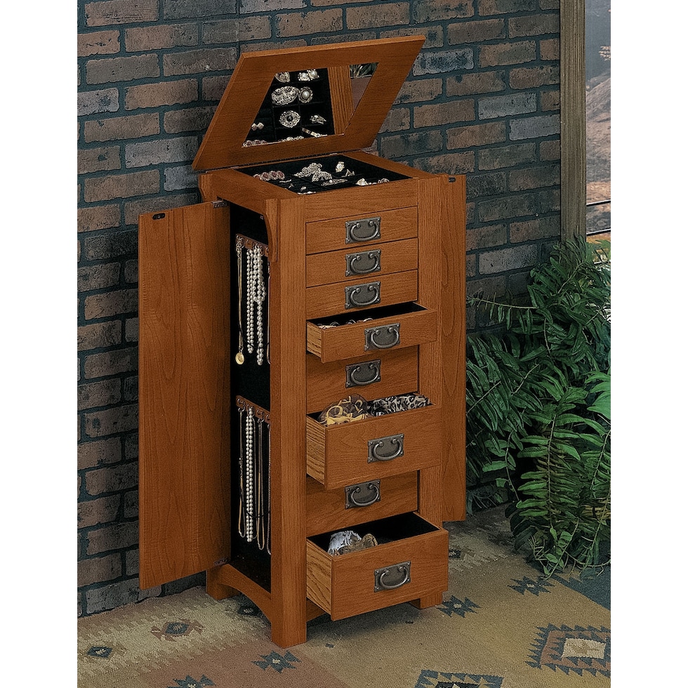 nora light brown jewelry armoire   