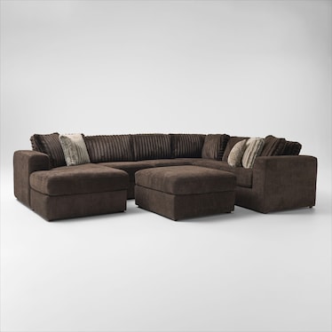 Nori 4-Piece Sectional with Left-Facing Chaise and Ottoman - Espresso