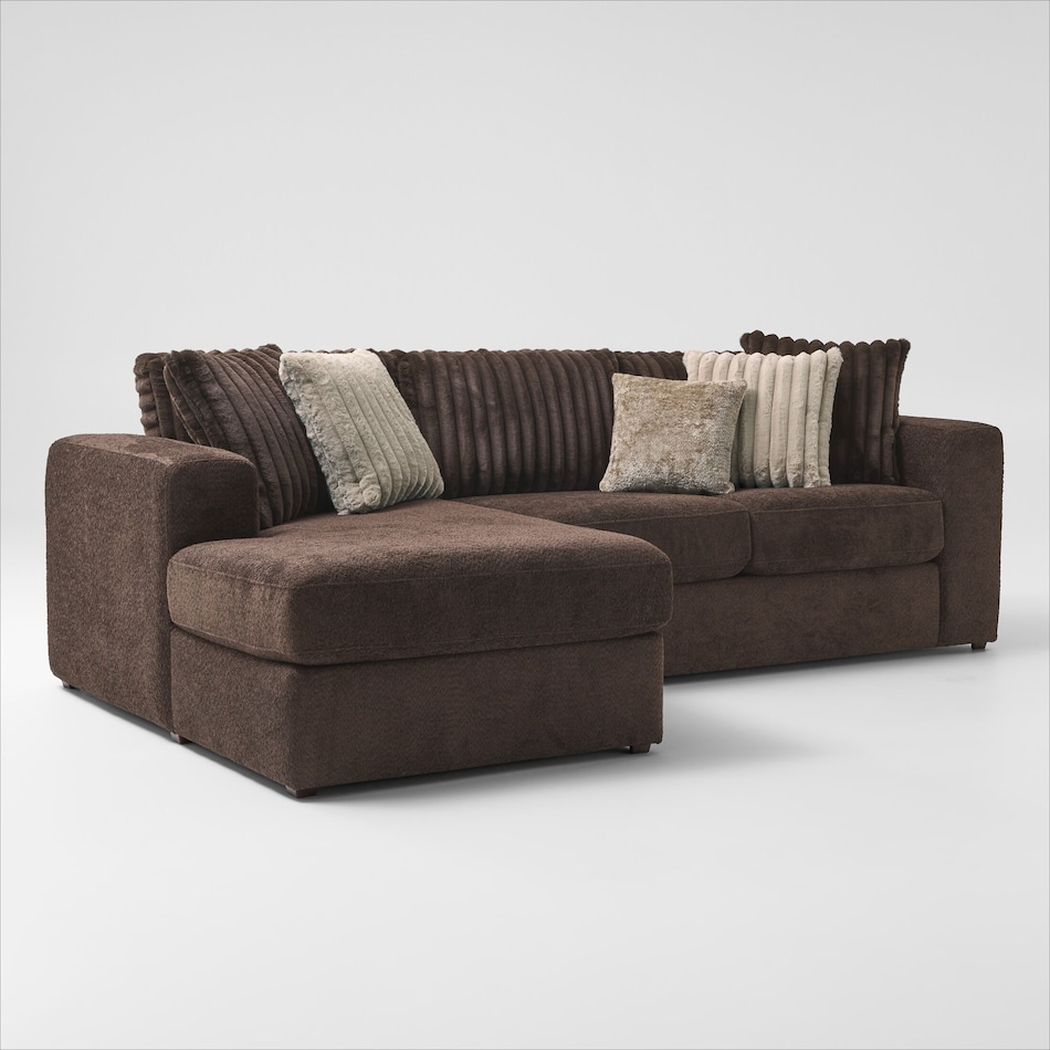 nori dark brown  pc sectional with chaise   