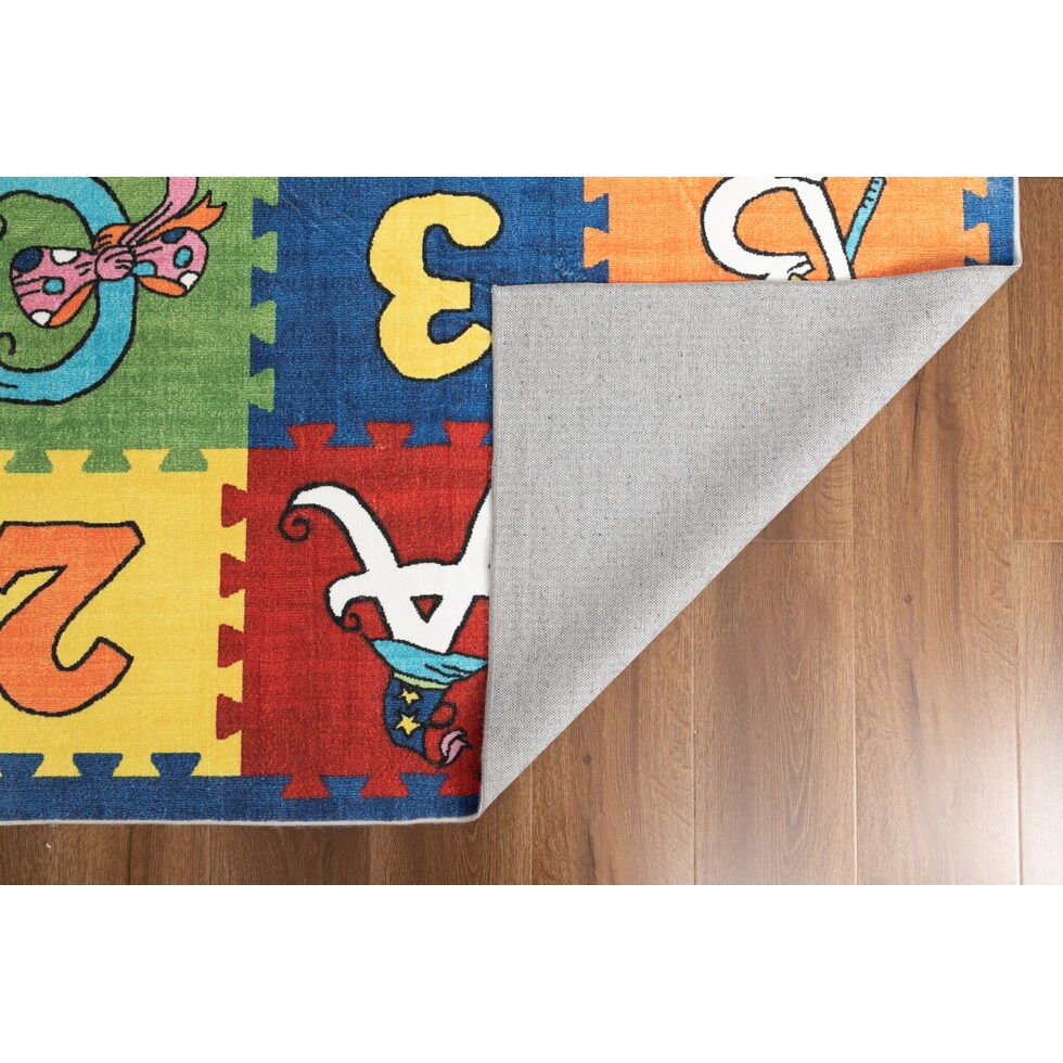 numbers and letters multicolor area rug  x    