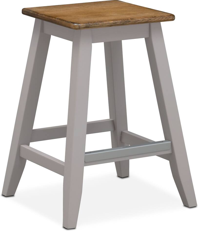 Nantucket Breakfast Bar and 2 CounterHeight Stools Oak and Gray
