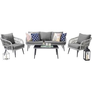 Oakland Outdoor Sofa, Set of 2 Chairs and Coffee Table